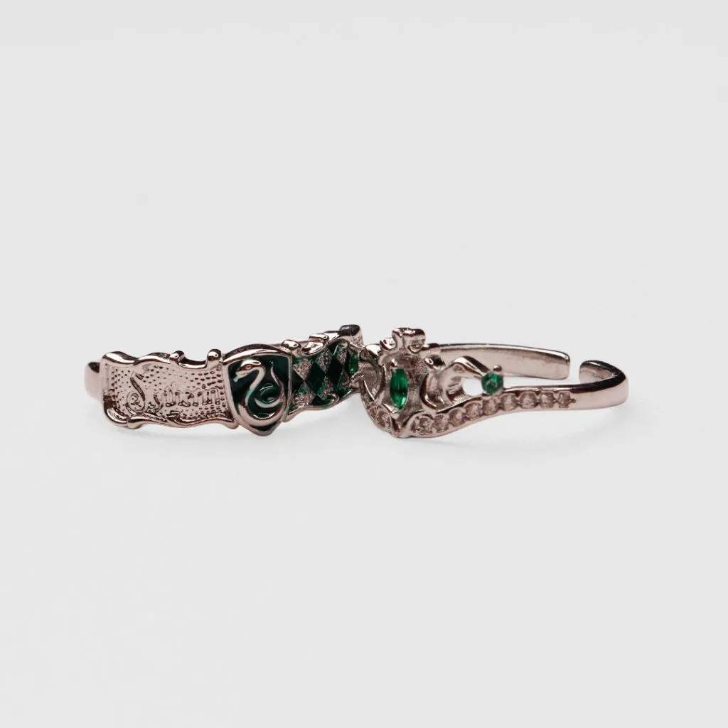 Slytherin Pair Ring with House Logo
