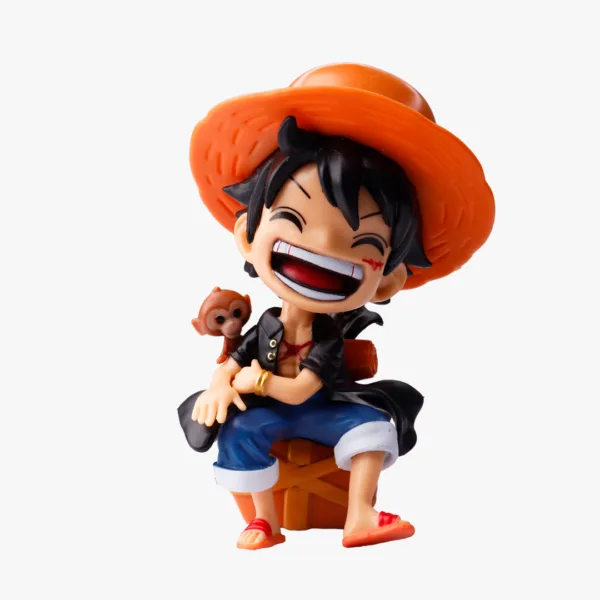 Luffy Seated Chibi Figurine with Monkey