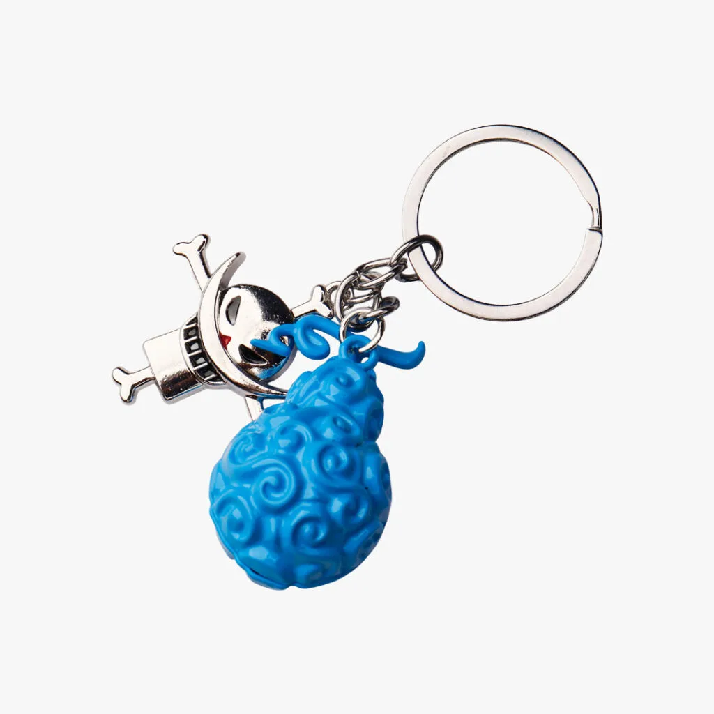 One Piece Blue Devil Fruit & Straw Hat Jolly Roger Keychain