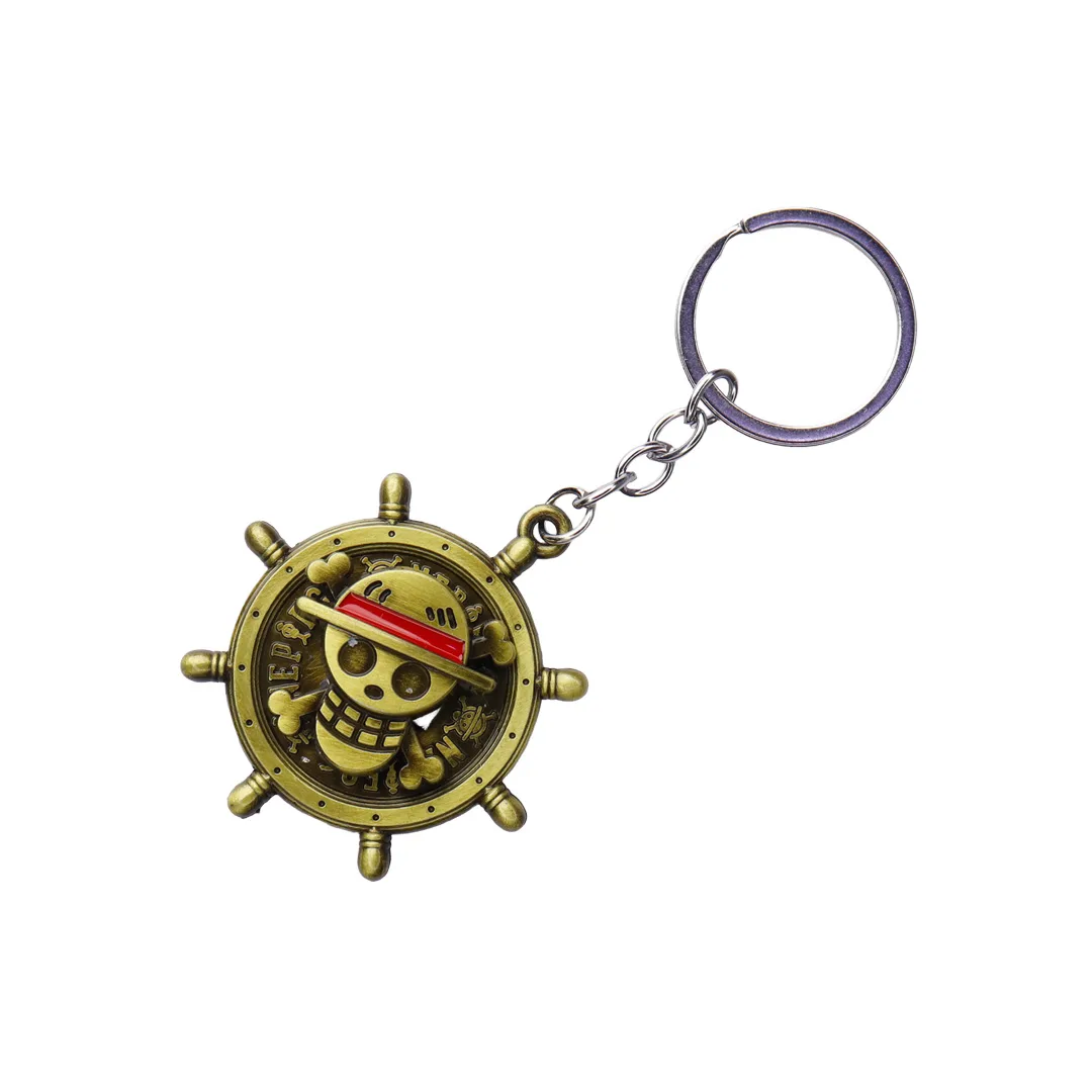 One Piece Antique Bronze Ship's Wheel Keychain